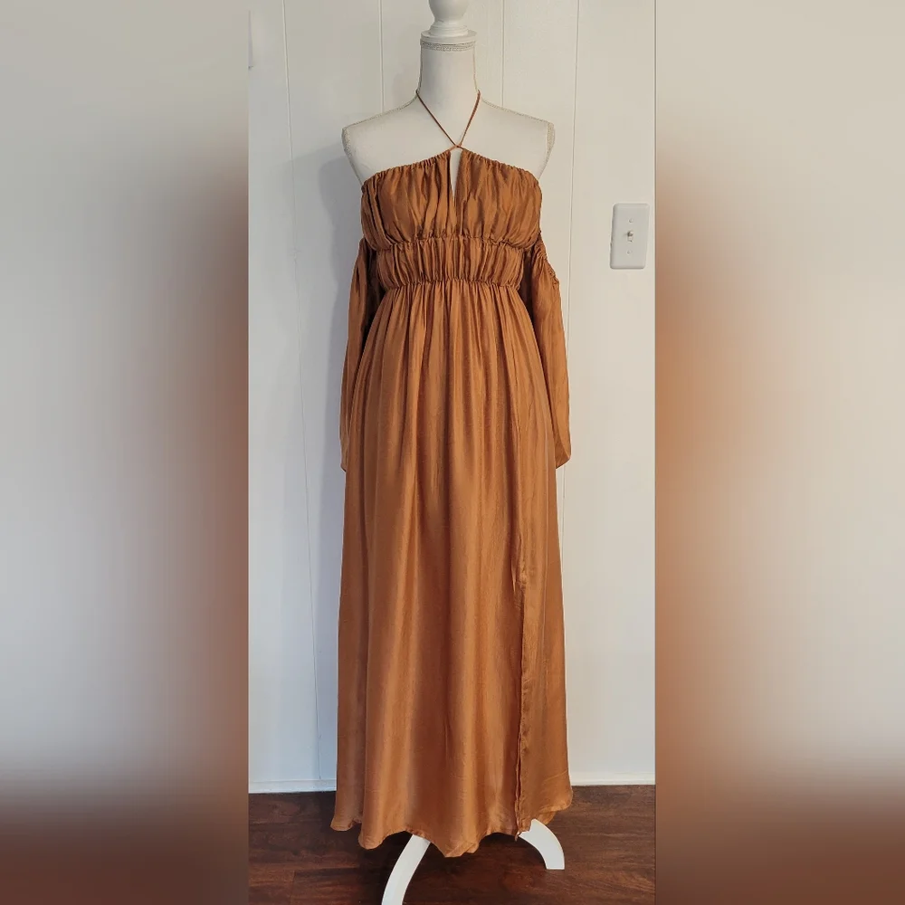 Krakatoa Terracotta Bemberg Maxi Dress - Picture 4 of 10
